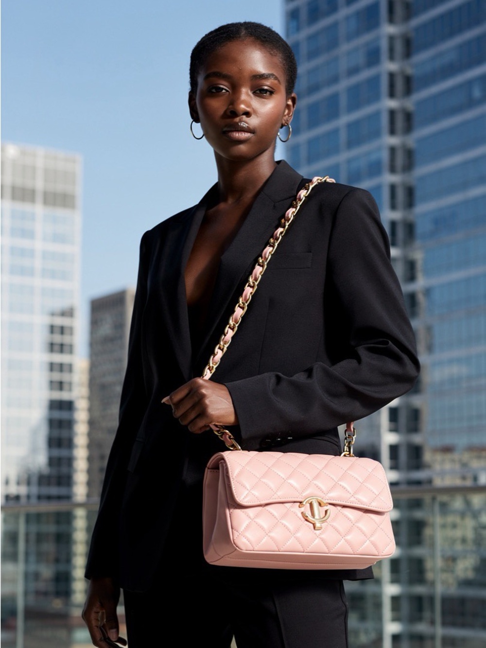 Quilted Light Pink Chain Shoulder Bag
